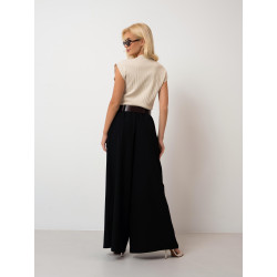 Szerokie spodnie typu palazzo z paskiem