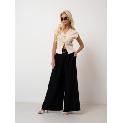 Szerokie spodnie typu palazzo z paskiem