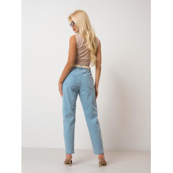 Spodnie materiałowe z przeszyciami i plecionym paskiem