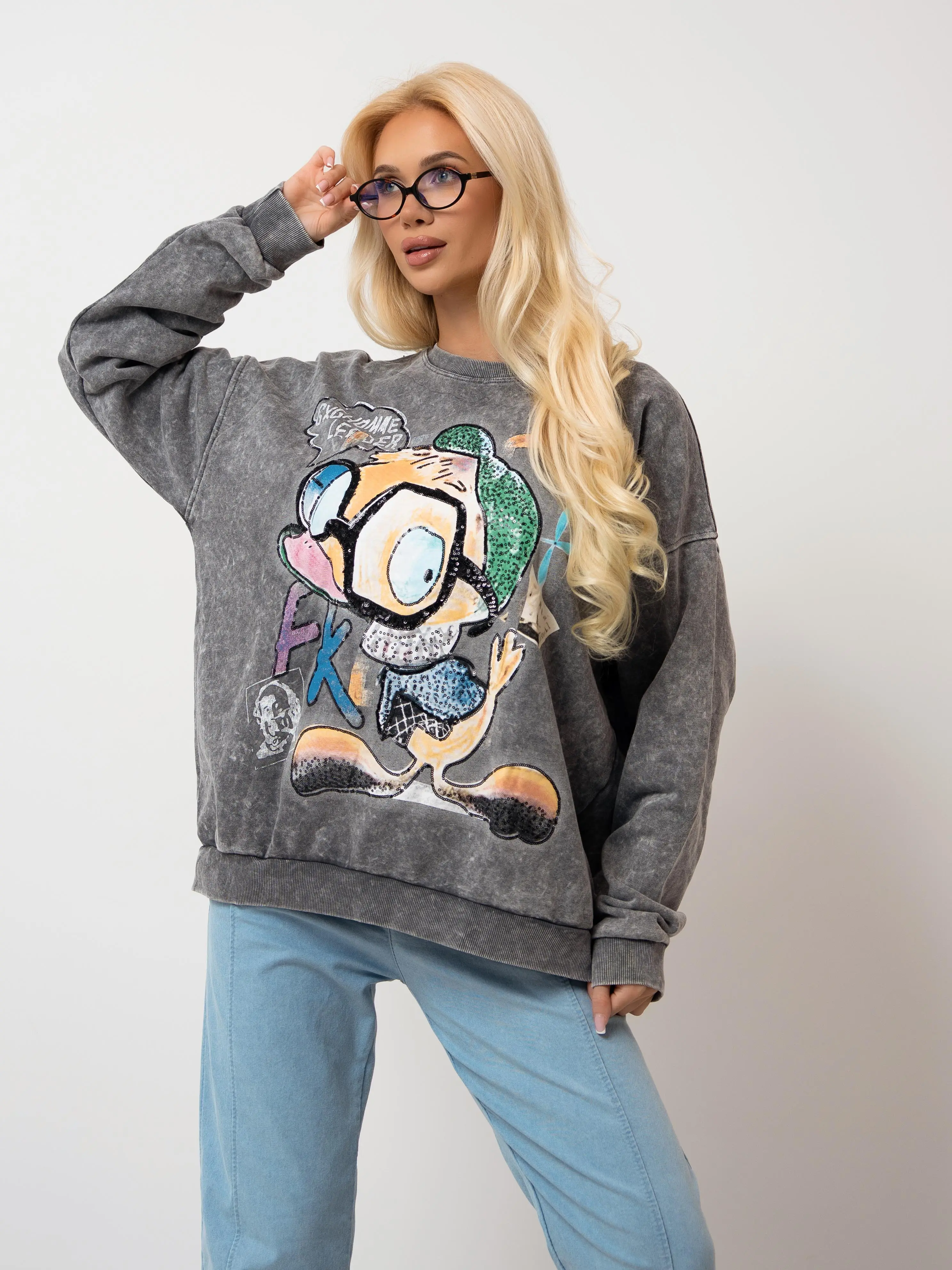 Bluza oversize z kolorową grafiką
