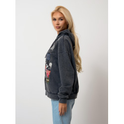 Bluza z kapturem z kolorowym motywem i napisami