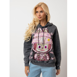 Bluza z kapturem z kolorowym motywem i naszywkami