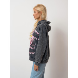 Bluza z kapturem z kolorowym motywem i naszywkami