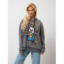 Bluza z kapturem i kolorowym nadrukiem graffiti