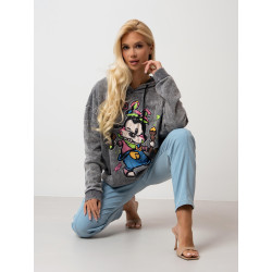 Bluza z kapturem i kolorowym nadrukiem graffiti