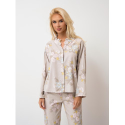 Koszula w pastelowe kwiaty z ozdobną stójką
