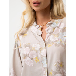 Koszula w pastelowe kwiaty z ozdobną stójką