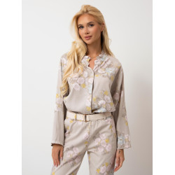 Spodnie w pastelowe kwiaty z paskiem