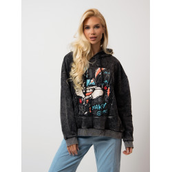 Bluza oversize z kapturem i motywem graficznym