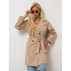 Dwurzędowy trencz z paskiem