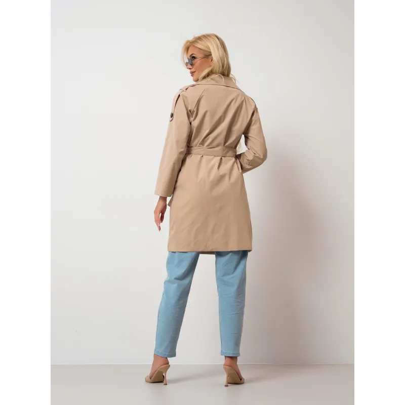 Dwurzędowy trencz z paskiem