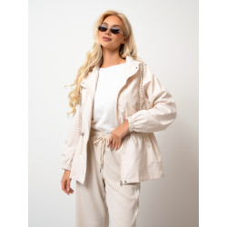 Kurtka przejściowa z kapturem i regulacją w talii