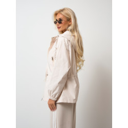 Kurtka przejściowa z kapturem i regulacją w talii