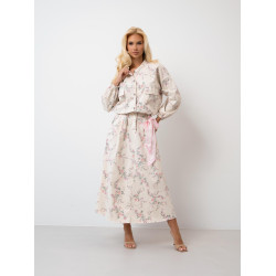 Rozkloszowana spódnica maxi w kwiaty ze wstążką