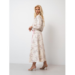 Rozkloszowana spódnica maxi w kwiaty ze wstążką