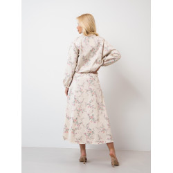 Rozkloszowana spódnica maxi w kwiaty ze wstążką