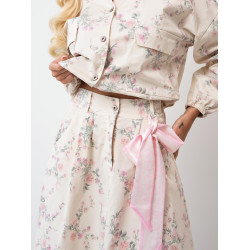 Rozkloszowana spódnica maxi w kwiaty ze wstążką