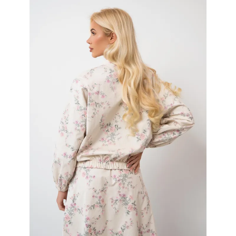 Krótka kurtka w pastelowa kwiaty