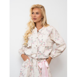 Krótka kurtka w pastelowa kwiaty