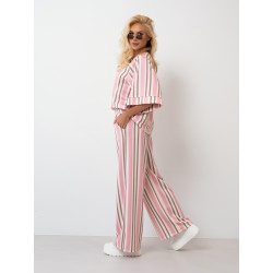 Szerokie spodnie dresowe w pasy z elastyczną gumką
