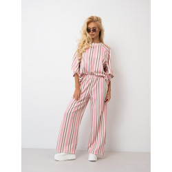 Szerokie spodnie dresowe w pasy z elastyczną gumką