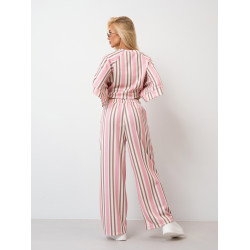 Szerokie spodnie dresowe w pasy z elastyczną gumką