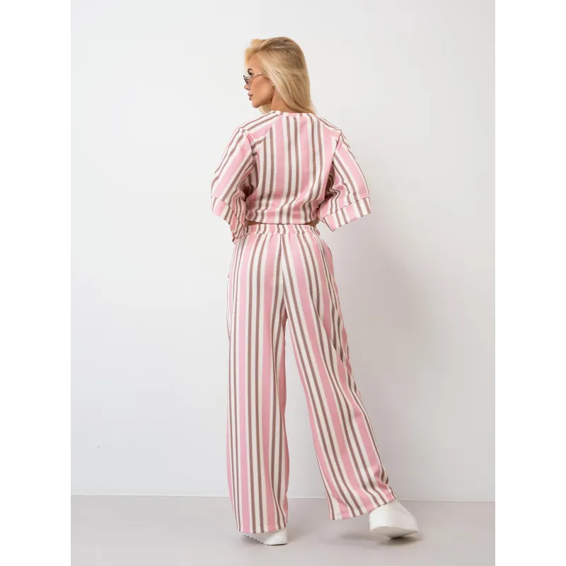 Szerokie spodnie dresowe w pasy z elastyczną gumką