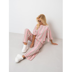 Szerokie spodnie dresowe w pasy z elastyczną gumką