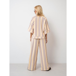 Szerokie spodnie dresowe w pasy z elastyczną gumką