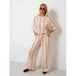 Szerokie spodnie dresowe w pasy z elastyczną gumką