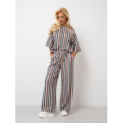 Szerokie spodnie dresowe w pasy z elastyczną gumką