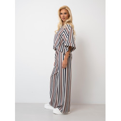 Szerokie spodnie dresowe w pasy z elastyczną gumką