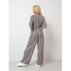 Szerokie spodnie dresowe w pasy z elastyczną gumką