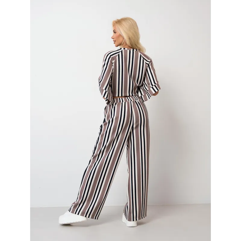 Szerokie spodnie dresowe w pasy z elastyczną gumką