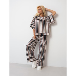 Szerokie spodnie dresowe w pasy z elastyczną gumką