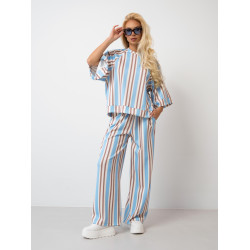 Szerokie spodnie dresowe w pasy z elastyczną gumką