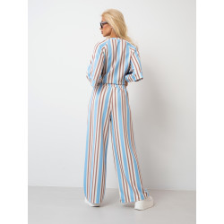 Szerokie spodnie dresowe w pasy z elastyczną gumką