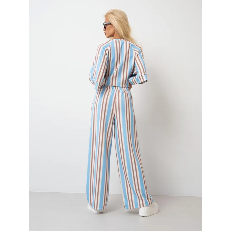 Szerokie spodnie dresowe w pasy z elastyczną gumką