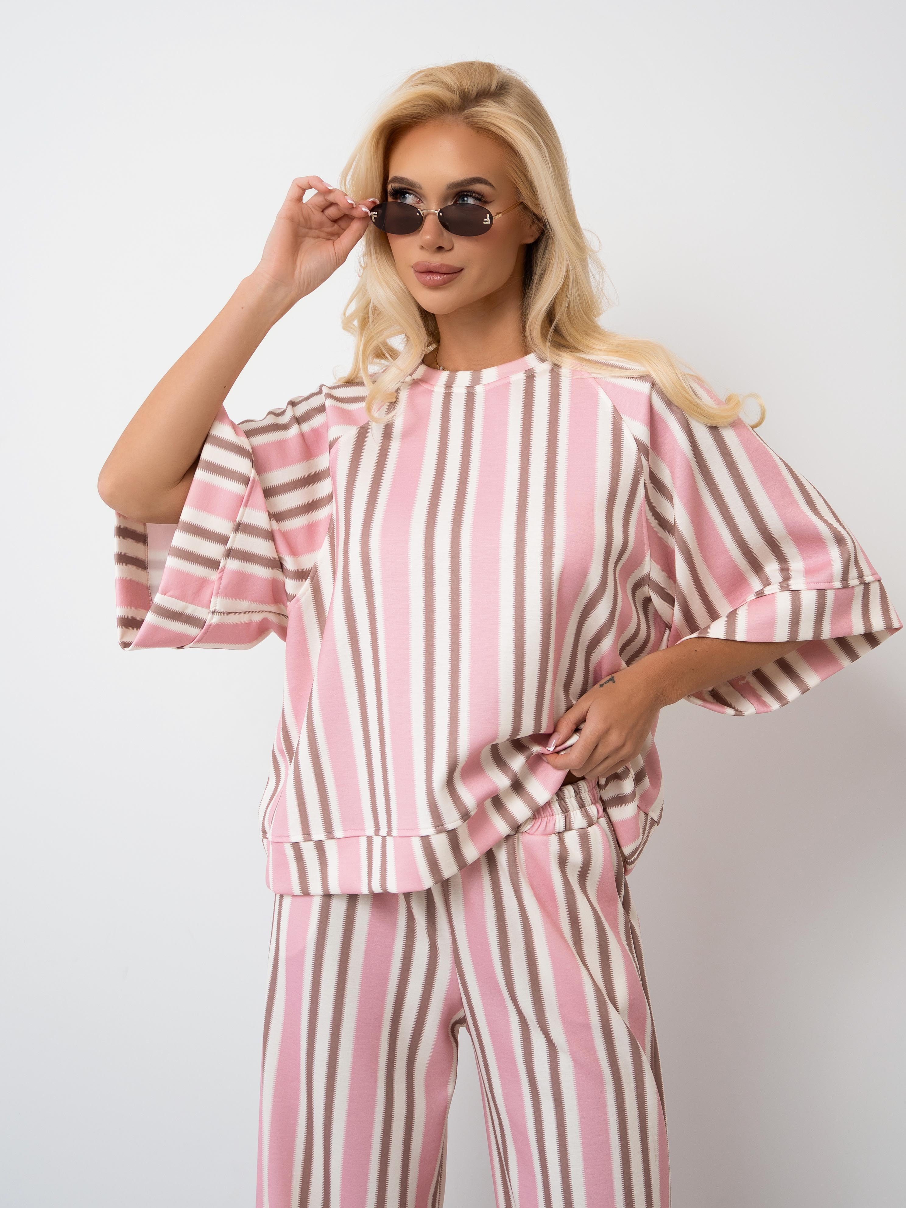 Bluzka oversize w pasy z szerokimi rękawami