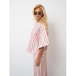 Bluzka oversize w pasy z szerokimi rękawami