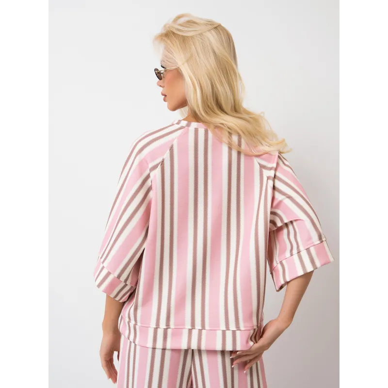 Bluzka oversize w pasy z szerokimi rękawami