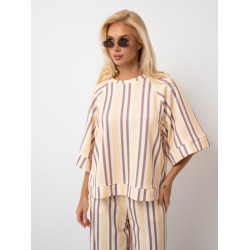 Bluzka oversize w pasy z szerokimi rękawami