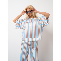 Bluzka oversize w pasy z szerokimi rękawami