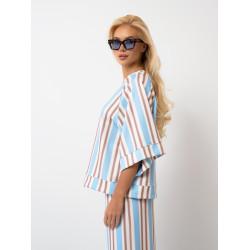 Bluzka oversize w pasy z szerokimi rękawami