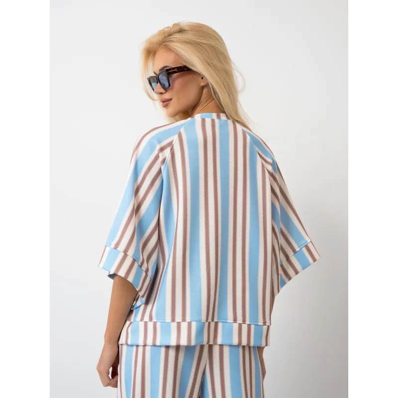 Bluzka oversize w pasy z szerokimi rękawami