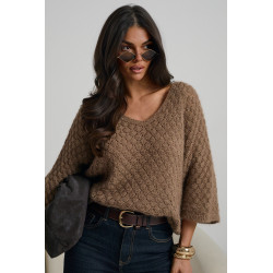 AŻUROWY SWETER O LUŹNYM KROJU