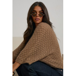 AŻUROWY SWETER O LUŹNYM KROJU