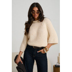 LUŹNY SWETER Z GRUBYM SPLOTEM I STÓJKĄ