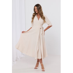 Kopertowa sukienka midi z wiązaniem w talii