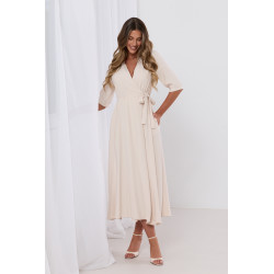 Kopertowa sukienka midi z wiązaniem w talii